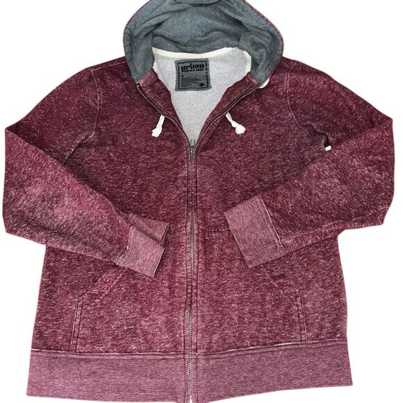 urban pipeline Tops - Maroon zip up jacket hoodie size small by urban pipeline